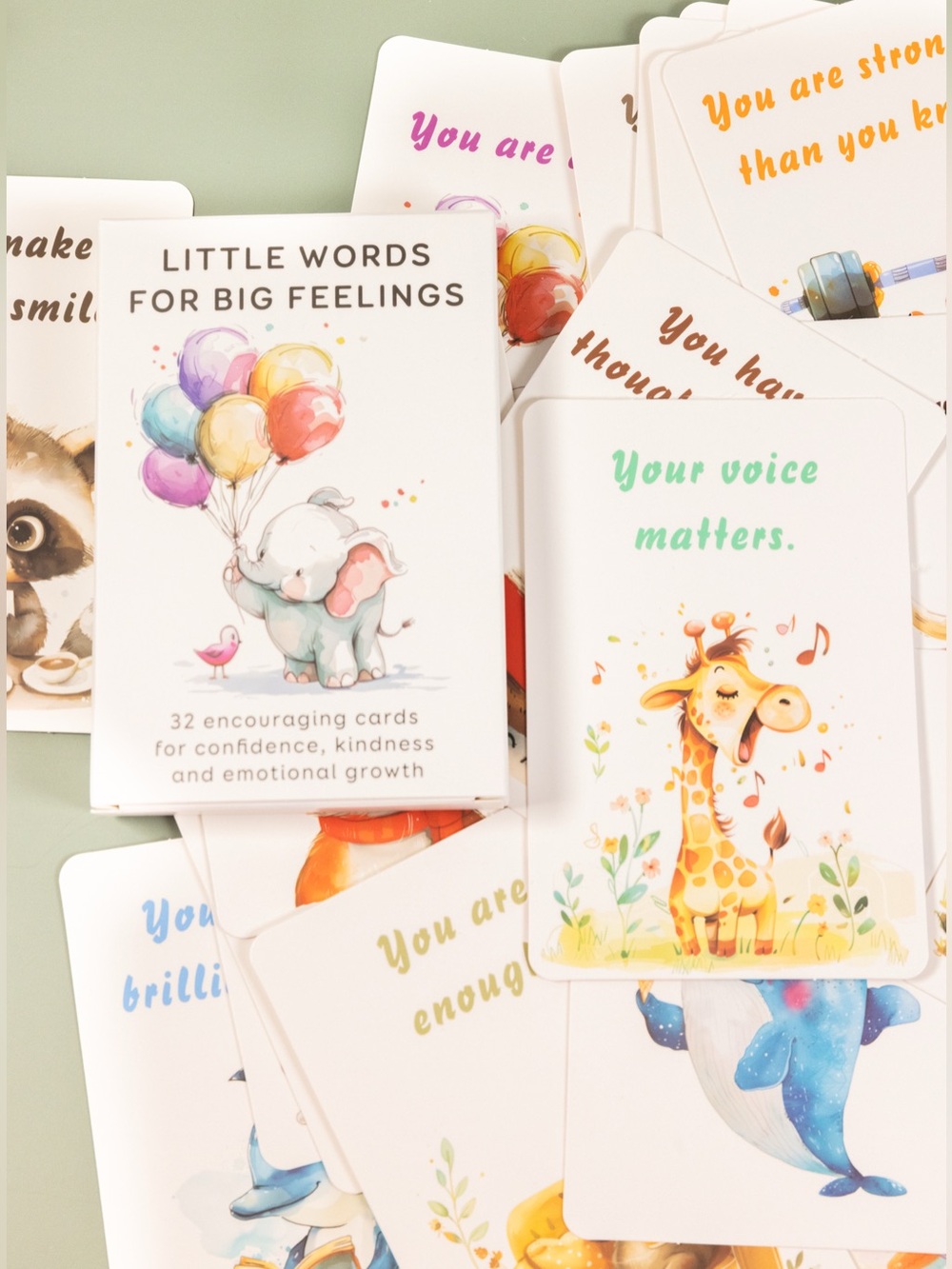Little Words for Big Feelings 32 Kids Encouragement Cards w/ Writable Back